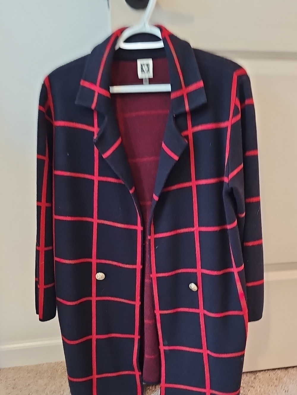 Anne Klein Navy and Red Knit Sweater